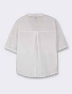 Donna Piazza Italia Donna|Camicie E Casacche<Camicia mezza manica scollo a V e tasche applicate -