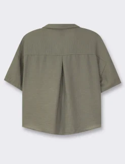 Piazza Italia Camicia mezza manica scollo a V e tasche applicate - Ve.milit. Verde Shop