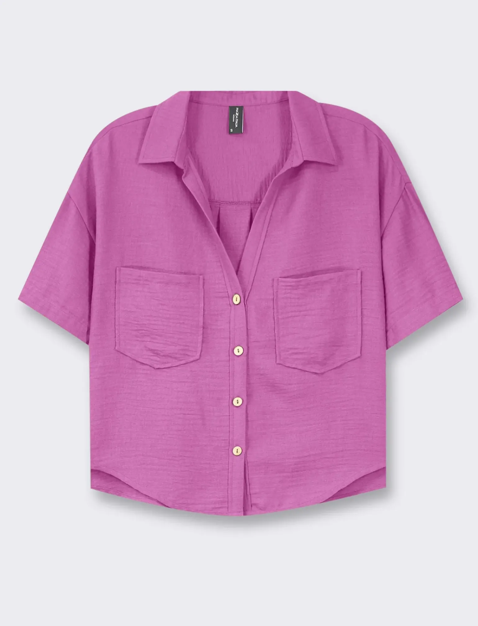 Donna Piazza Italia Donna|Camicie E Casacche<Camicia mezza manica scollo a V e tasche applicate -
