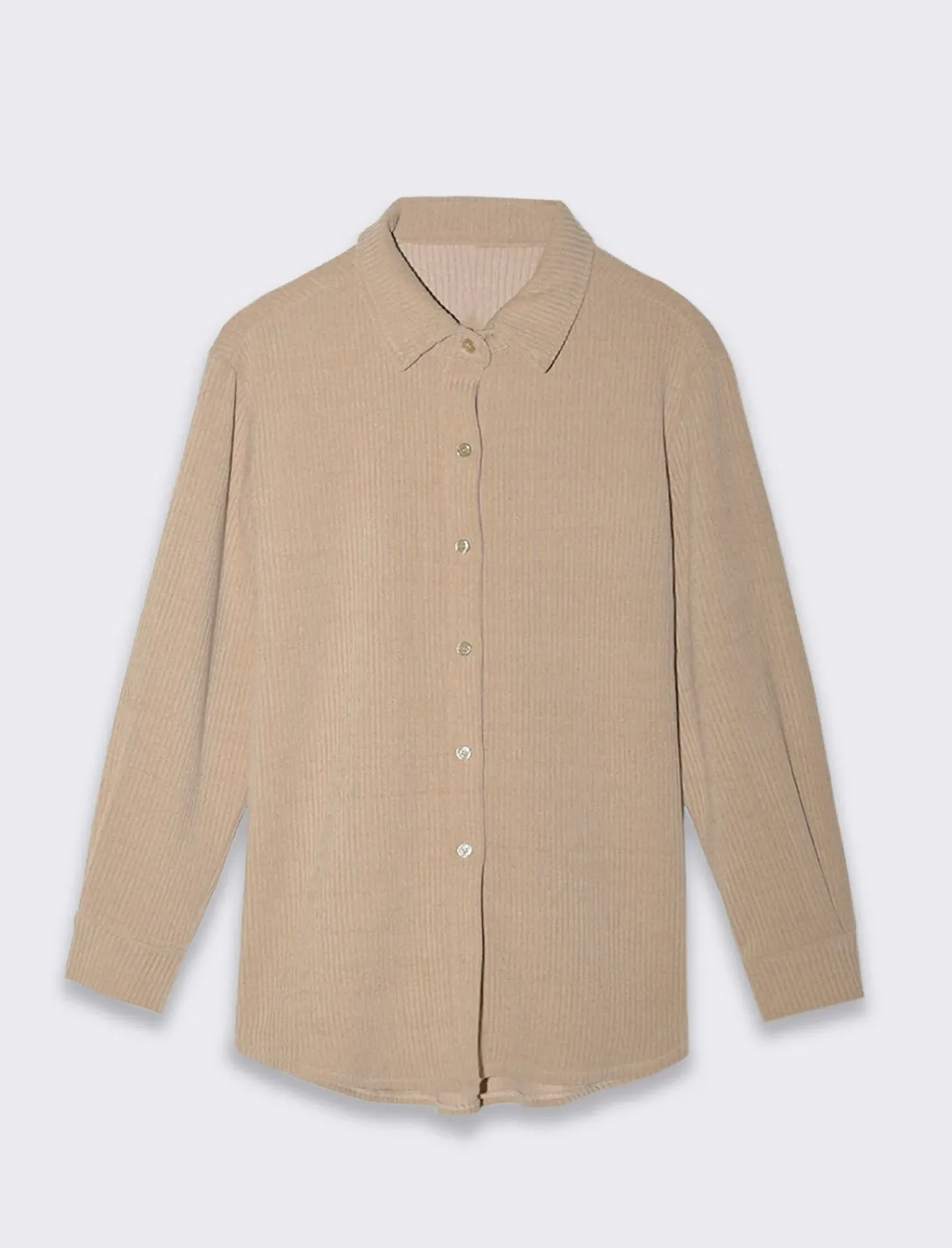 Piazza Italia Camicia mnica lunga a coste con tessuto effetto velluto - panna Bianco Outlet