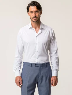 Uomo Piazza Italia Uomo|Camicie<Camicia realizzata in tessuto di cotone elasticizzato con collo francese e maniche lunghe -
