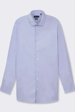 Uomo Piazza Italia Uomo|Camicie<Camicia realizzata in tessuto di cotone elasticizzato con collo francese e maniche lunghe - Celeste