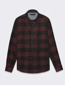 Uomo Piazza Italia Uomo|Camicie<Camicia regular fit in tessuto flanella collo italiano - Bordeaux