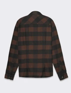 Uomo Piazza Italia Uomo|Camicie<Camicia regular fit in tessuto flanella collo italiano - Moro