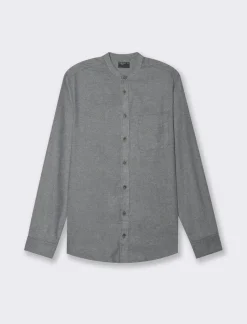 Uomo Piazza Italia Uomo|Camicie<Camicia regular fit in tessuto flanella collo coreano -