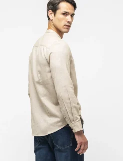 Uomo Piazza Italia Uomo|Camicie<Camicia regular fit in tessuto flanella collo coreano -