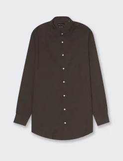 Uomo Piazza Italia Uomo|Camicie<Camicia regular fit realizzata in tessuto diagonale di puro cotone - Moro