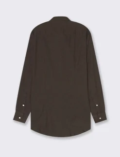 Uomo Piazza Italia Uomo|Camicie<Camicia regular fit realizzata in tessuto diagonale di puro cotone - Moro