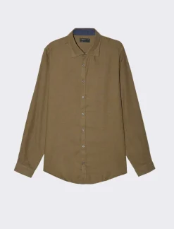 Uomo Piazza Italia Camicie<Camicia regular fit realizzata in tessuto flanella di misto cotone - kaki