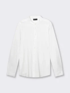 Uomo Piazza Italia Camicie<Camicia regular fit realizzata in tessuto jersey slub in puro cotone con collo coreano e maniche lun -