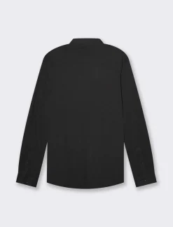 Uomo Piazza Italia Camicie<Camicia regular fit realizzata in tessuto jersey slub in puro cotone con collo coreano e maniche lun -