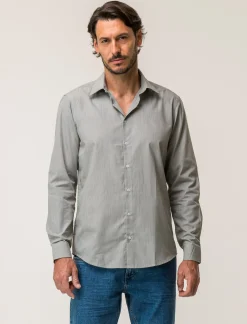 Uomo Piazza Italia Camicie<Camicia regular fit realizzata in tessuto di misto cotone fil a fil easy iron con collo francese e m -