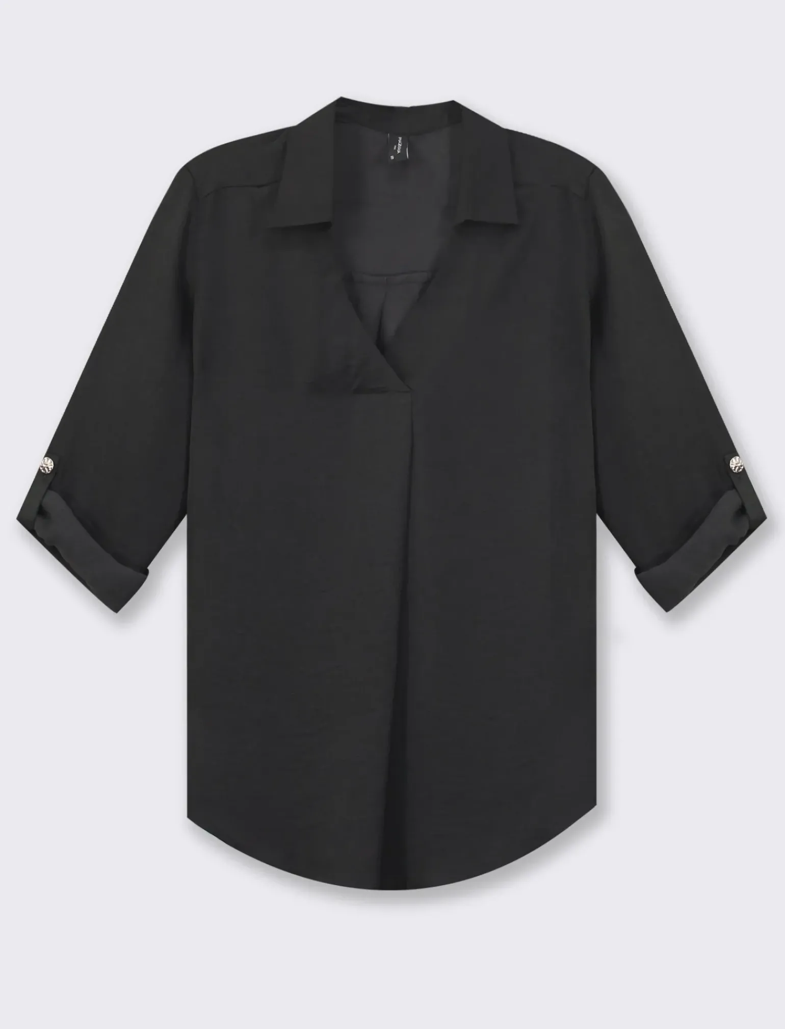 Donna Piazza Italia Donna|Camicie E Casacche<Camicia scollo a V con manica lunga risvoltabile con alette -