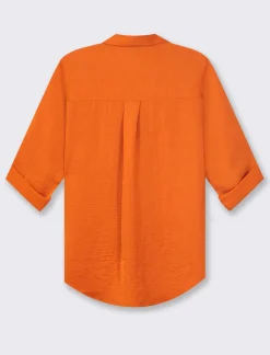 Donna Piazza Italia Donna|Camicie E Casacche<Camicia scollo a V con manica lunga risvoltabile con alette - Arancio