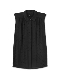 Donna Piazza Italia Donna|Camicie E Casacche<Camicia smanicata in viscosa leggera con inserti su spalla -