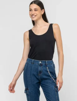 Donna Piazza Italia Donna<Canotta basic realizzata in tessuto slub -