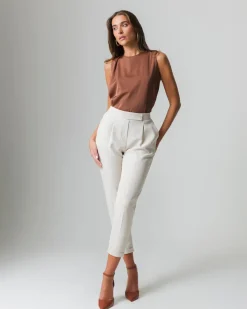 Donna Piazza Italia Donna|T-Shirt E Top<Canotta con chiusura a fiocco sul retro del collo - tabacco