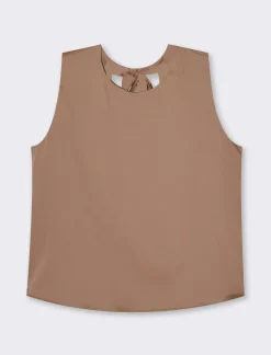 Donna Piazza Italia Donna|T-Shirt E Top<Canotta con chiusura a fiocco sul retro del collo  - tabacco