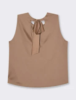 Donna Piazza Italia Donna|T-Shirt E Top<Canotta con chiusura a fiocco sul retro del collo - tabacco