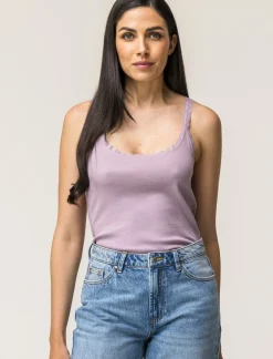 Donna Piazza Italia Donna|T-Shirt E Top<Canotta con spalline e scollatura profonda in pizzo, vestibilità slim - glicine