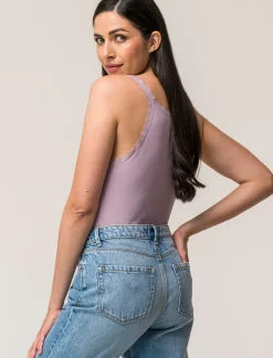 Donna Piazza Italia Donna|T-Shirt E Top<Canotta con spalline e scollatura profonda in pizzo, vestibilità slim - glicine