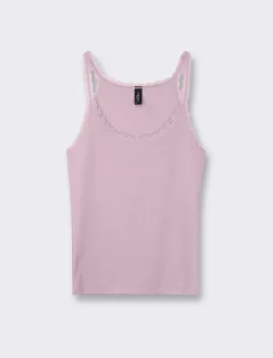 Donna Piazza Italia Donna|T-Shirt E Top<Canotta con spalline e scollatura profonda in pizzo, vestibilità slim - glicine