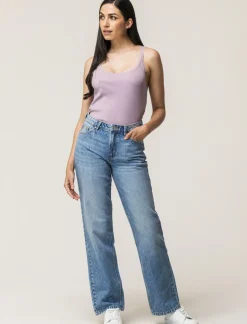 Donna Piazza Italia Donna|T-Shirt E Top<Canotta con spalline e scollatura profonda in pizzo, vestibilità slim - glicine