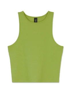 Donna Piazza Italia Donna|T-Shirt E Top<Canotta cropped in tessuto elastico a costina doppia vestibilità slim - pistacchio