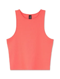 Donna Piazza Italia Donna|T-Shirt E Top<Canotta cropped in tessuto elastico a costina doppia vestibilità slim - Corallo