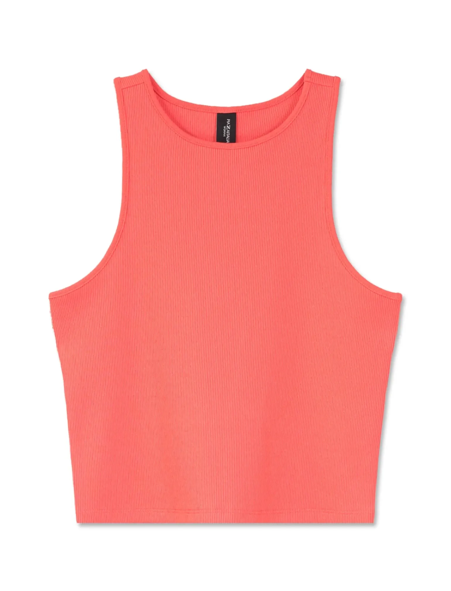 Donna Piazza Italia Donna|T-Shirt E Top<Canotta cropped in tessuto elastico a costina doppia vestibilità slim - Corallo