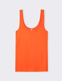 Donna Piazza Italia Donna<Canotta leggera con bretelle e rifiniture a piccole onde - Aragosta