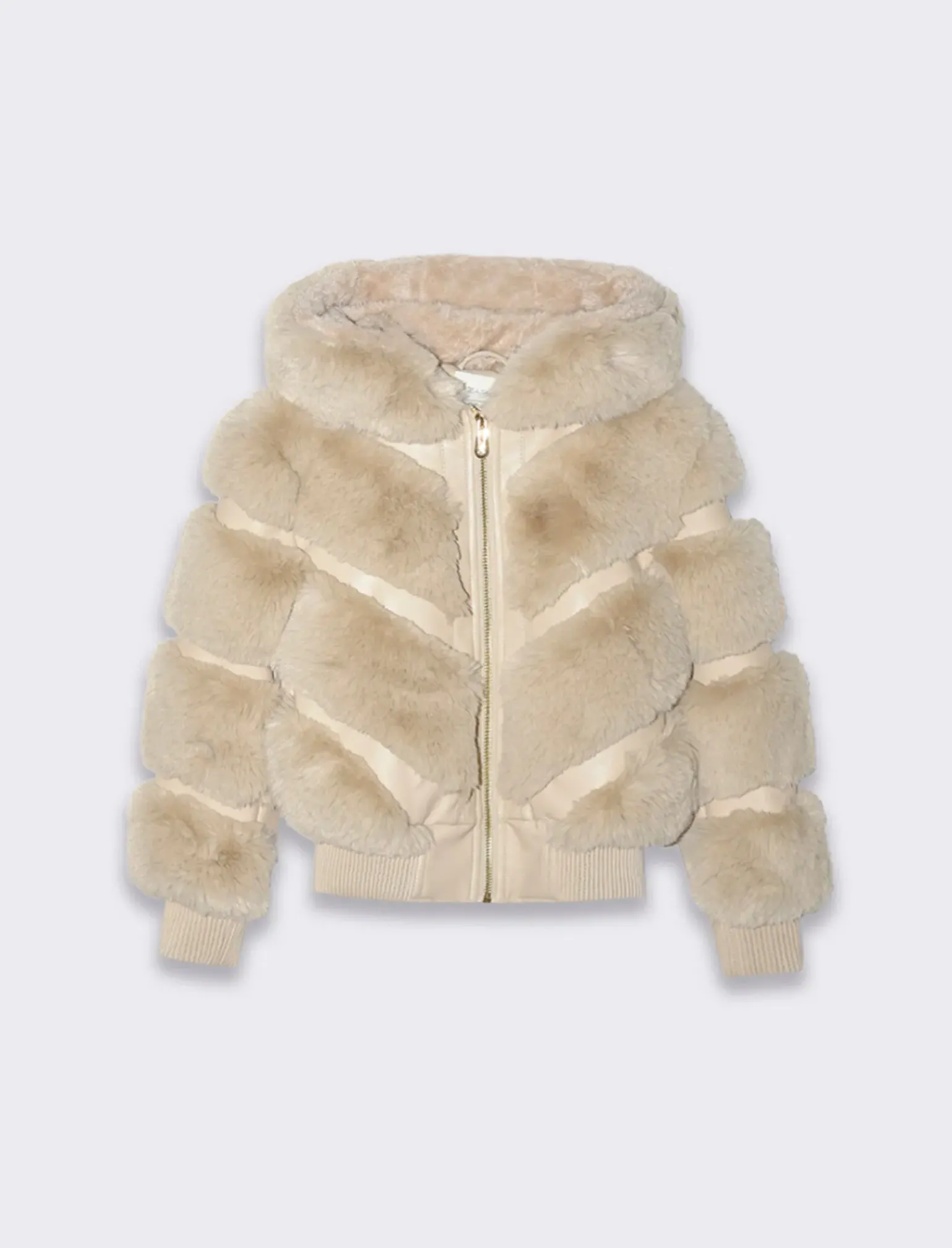 Piazza Italia Bambina|Giubbini E Cappotti<Capospalla da bambina in finta pelle con intarsi in finta pelliccia che creano un motivo a V -