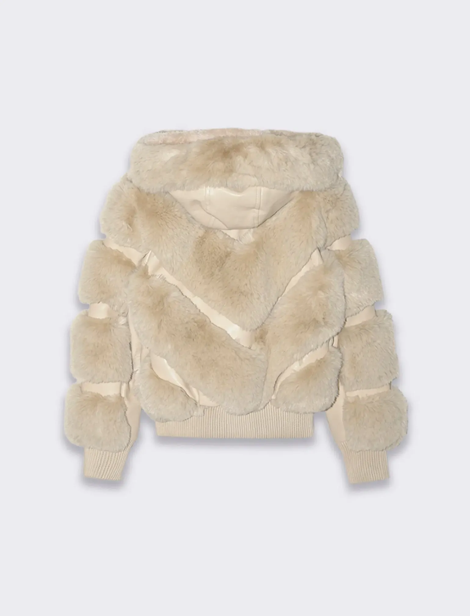 Piazza Italia Bambina|Giubbini E Cappotti<Capospalla da bambina in finta pelle con intarsi in finta pelliccia che creano un motivo a V -