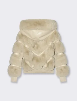 Piazza Italia Bambina|Giubbini E Cappotti<Capospalla da bambina in finta pelle con intarsi in finta pelliccia che creano un motivo a V -