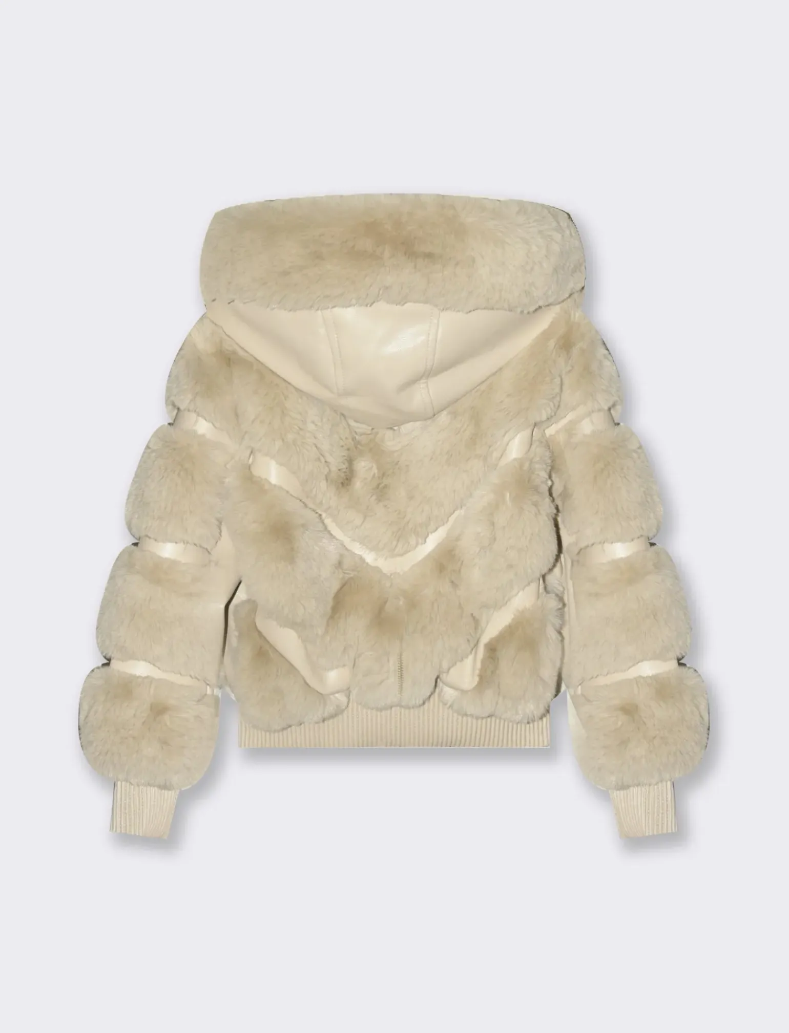 Piazza Italia Bambina|Giubbini E Cappotti<Capospalla da bambina in finta pelle con intarsi in finta pelliccia che creano un motivo a V -