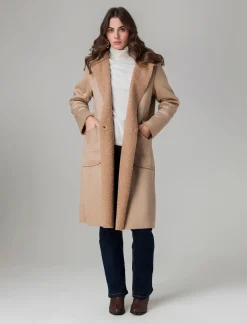 Donna Piazza Italia Giubbini E Cappotti<Capotto con cappuccio in tessuto boucle - Beige