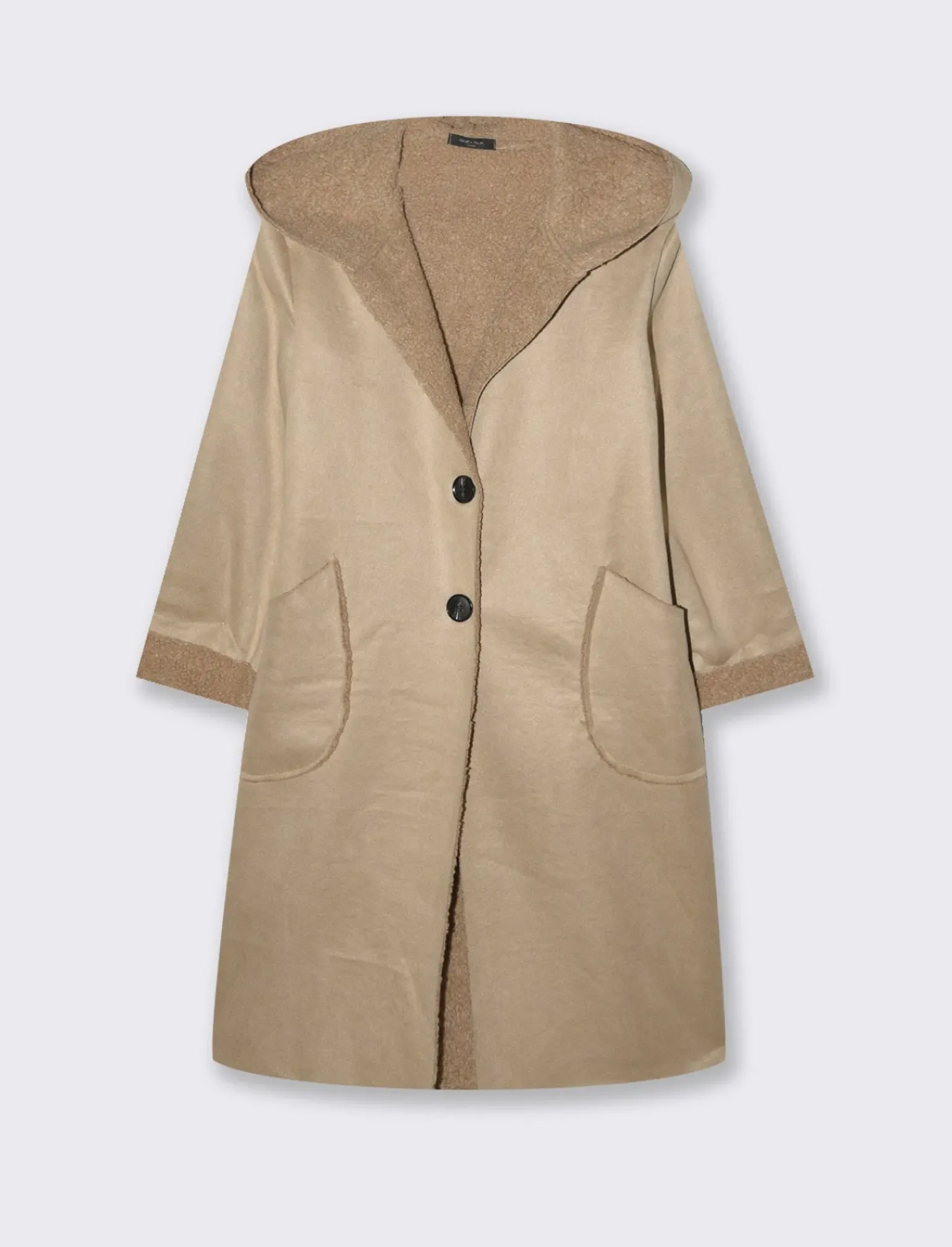 Donna Piazza Italia Giubbini E Cappotti<Capotto con cappuccio in tessuto boucle - Beige