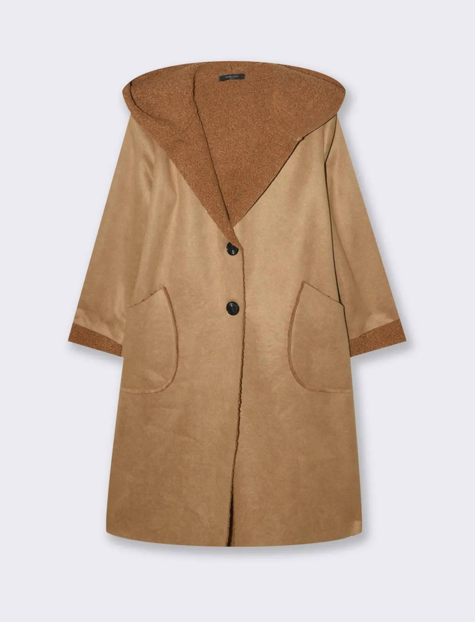 Donna Piazza Italia Giubbini E Cappotti<Capotto con cappuccio in tessuto boucle - Cammello