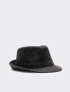 Piazza Italia Cappello a falda larga in feltro da uomo - Grigio Sale