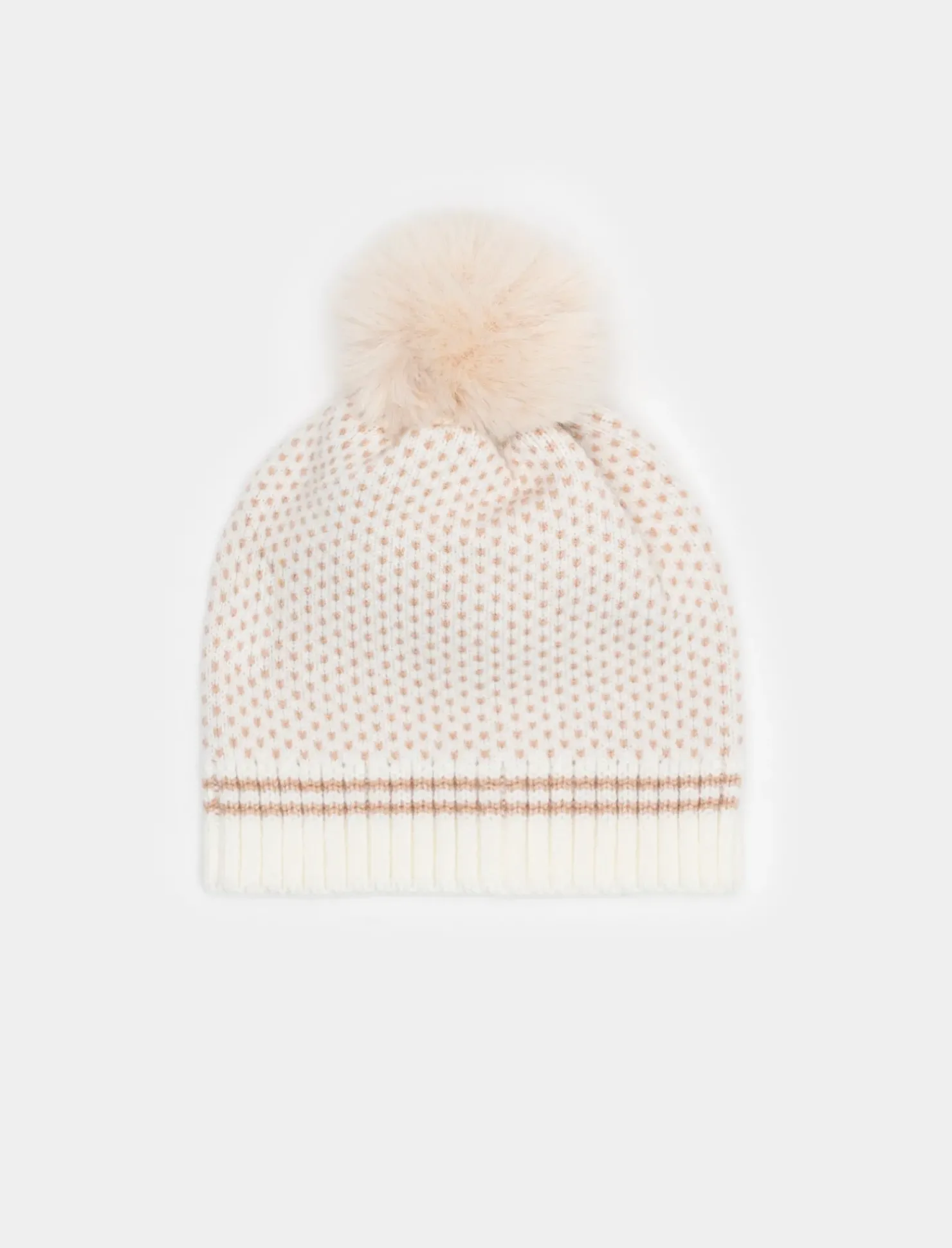 Piazza Italia Cappello da neonato con pon pon - sporco Bianco New