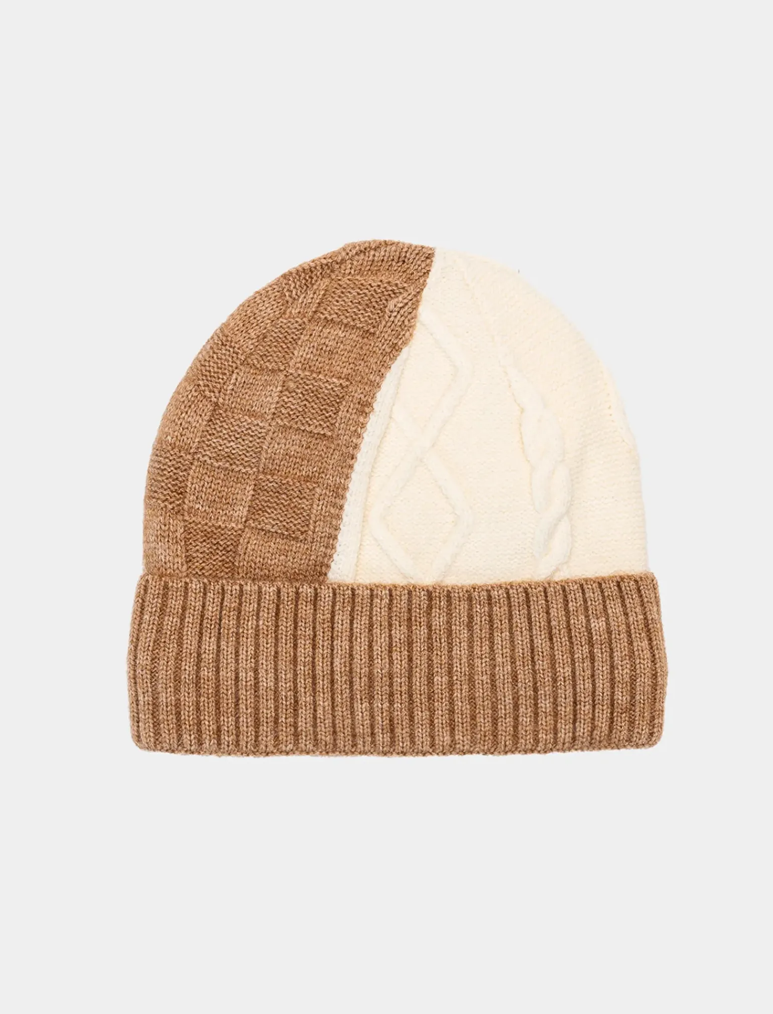 Uomo Piazza Italia Cappelli E Berretti<Cappello modello cuffia bicolor da uomo con risvolto - Beige