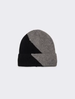 Uomo Piazza Italia Cappelli E Berretti<Cappello modello cuffia da uomo bicolor con risvolto - Nero-grigio