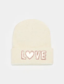 Piazza Italia Cappelli E Berretti<Cappello modello cuffia patch love da bambina - Bianco sporco