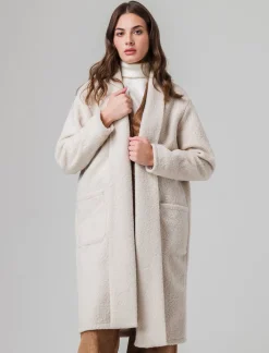 Donna Piazza Italia Donna|Giubbini E Cappotti<Cappotto aperto in tessuto bouclè - Avorio