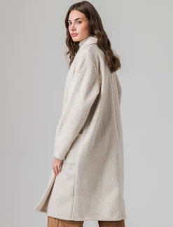 Donna Piazza Italia Donna|Giubbini E Cappotti<Cappotto aperto in tessuto bouclè - Avorio