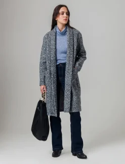 Donna Piazza Italia Donna|Giubbini E Cappotti<Cappotto aperto in tessuto bouclè - sale/pepe