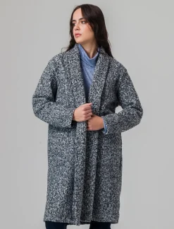 Donna Piazza Italia Donna|Giubbini E Cappotti<Cappotto aperto in tessuto bouclè - sale/pepe