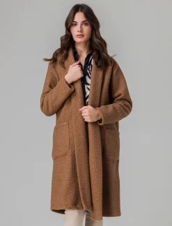 Donna Piazza Italia Donna|Giubbini E Cappotti<Cappotto aperto in tessuto bouclè - Cammello