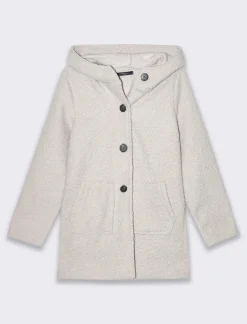 Donna Piazza Italia Giubbini E Cappotti<Cappotto con bottoni in tessuto boucle - Avorio