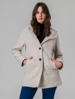 Donna Piazza Italia Giubbini E Cappotti<Cappotto con bottoni in tessuto boucle - Avorio